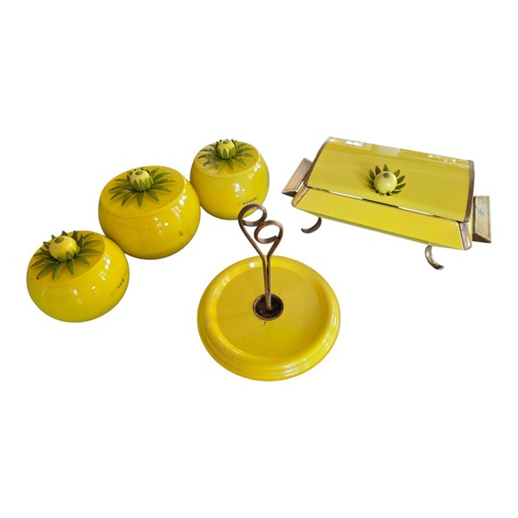 RARE Vintage Anchor Hocking Chaffing Dish Fire King 1950's Yellow Lemon Set! - Picture 1 of 16